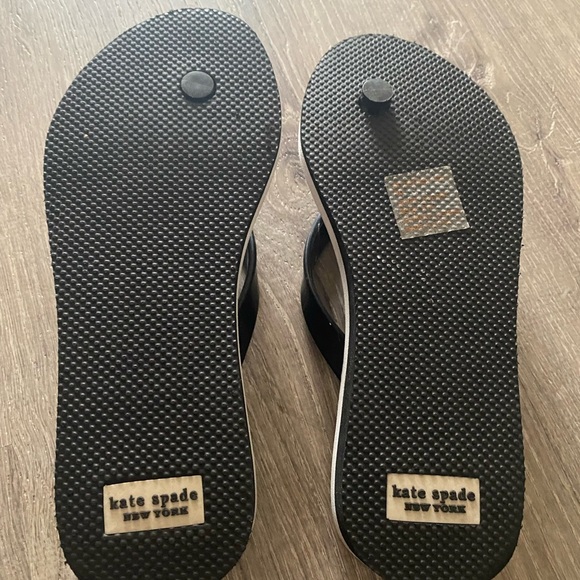 Kate Spade Black and White Striped Flip Flops - Picture 2 of 5